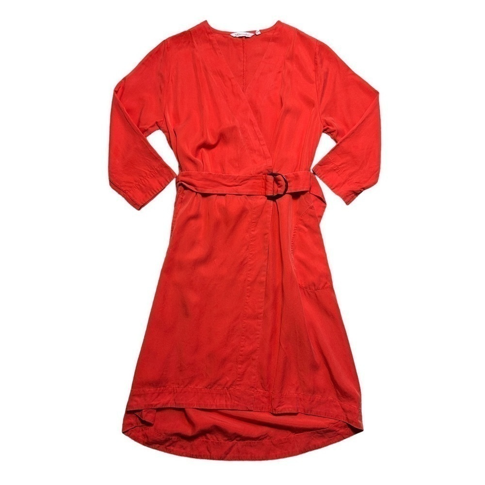 Soft Surroundings Blood Orange Wrap Midi Dress US S